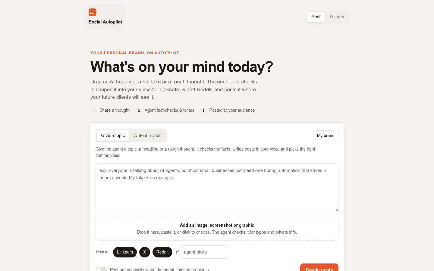 Social Autopilot: What's on your mind today?